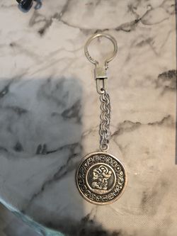 Vintage Mexican Sterling Silver 925 Aztec Calendar Heavy Keychain Artisan Signed