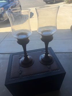 Glass candle holder 22 in tall (pair)
