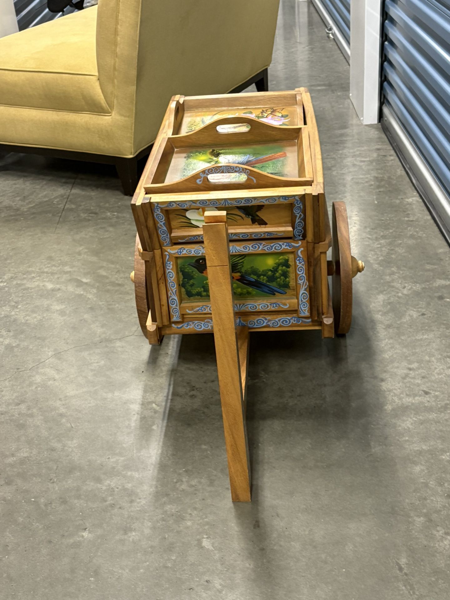 Hand painted Costa Rican Ox Cart With Storage