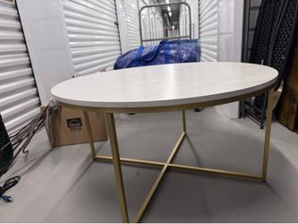 Inspire Faux Marble Round Coffee Table Gold Base