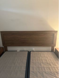 King Bed Headboard - Dark Wood