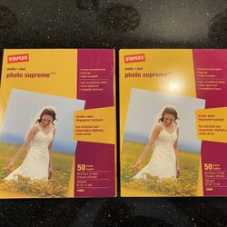 2 Boxes STAPLES  Supreme Matte Photo Paper 8 1/2x11" Double Sided  50 Sheets ea.