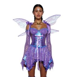 Women's Halloween Costume Dollskill Purple Fairy Dress Size Small