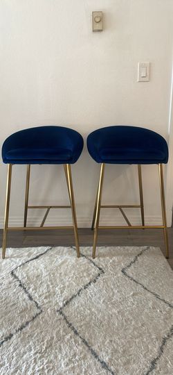 Blue Velvet Barstools - 2