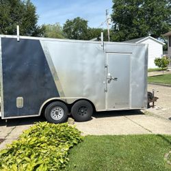 16 Ft Enclosed Spartan Trailer 6ft Drop Down Back Door