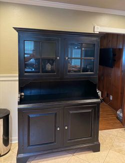 Elegant black kitchen hutch cabinet