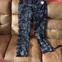 Black Bandanna Pattern Stacked Jeans