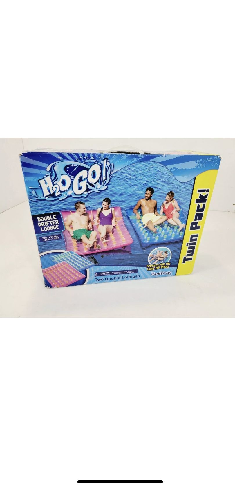 Bestway H2O Go! Double Drifter Pool Lounges 77 x 57.5 Inches Twin Pack NIB