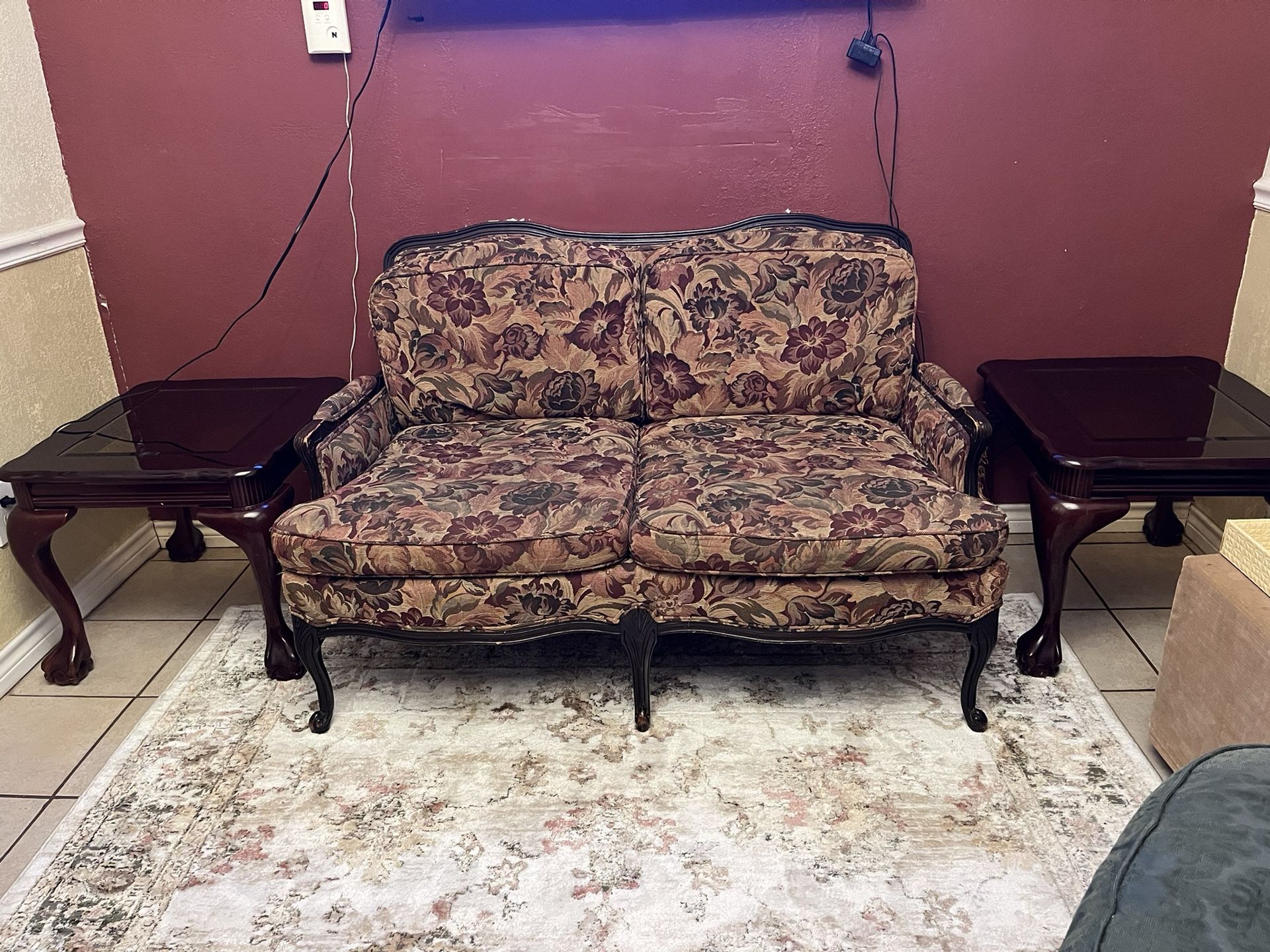 Antique Couch & 2 End Tables