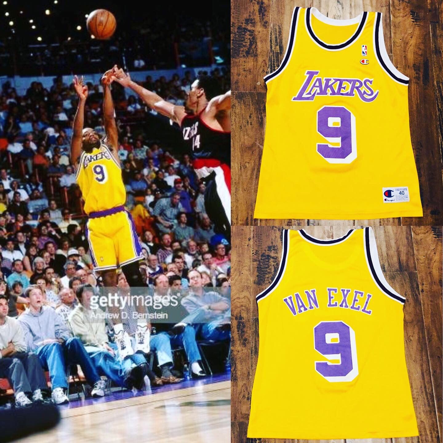 Vintage lakers champion nick van exle jersey kobe shaq nike starter lebron Davis