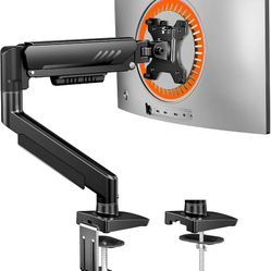 Single Monitor Arm, Fully Adjustable Monitor Mount for 13–32 Inch Screens, Fast Install Computer Monitor Stand W/ Tool-Free VESA Mount, Cable Manageme