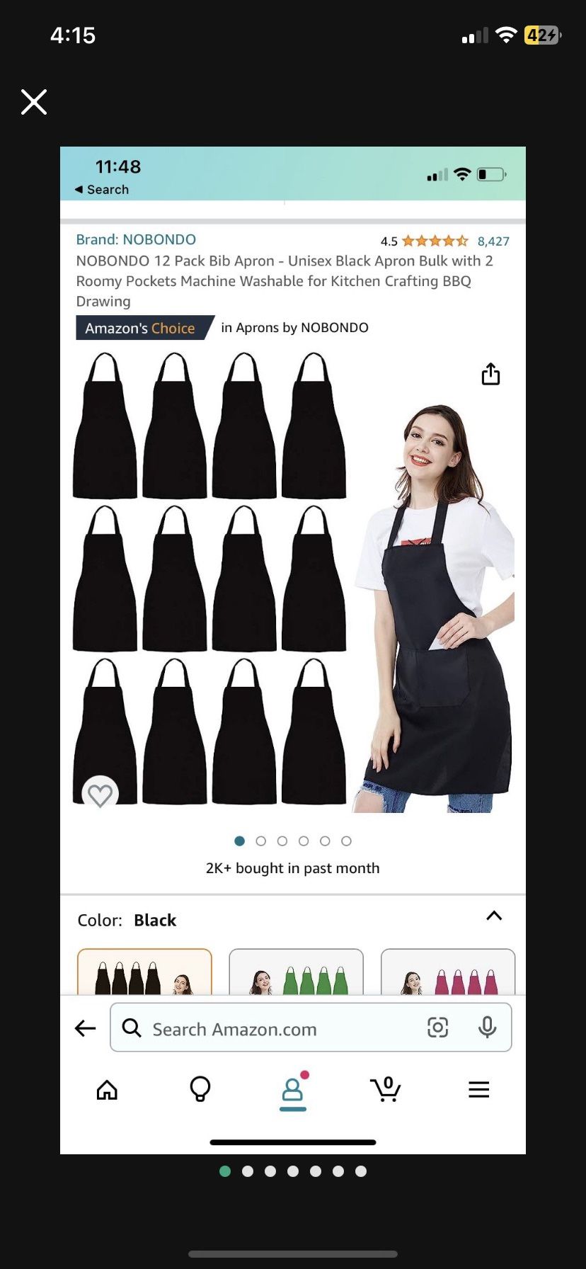 Set of 12 Black Aprons—LIKE NEW