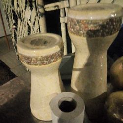 Candle Holders One About 11 Inches Tall 