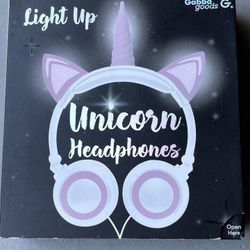 Gabba Goods Pink & White Light Up Unicorn/Animal Shape Headphones-New