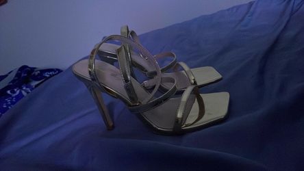 Gold Strappy High Heel Sandals