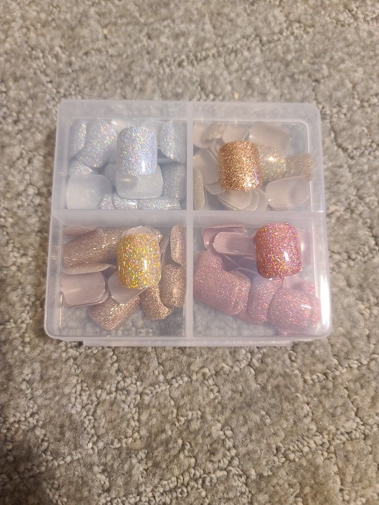 100 Glitter Gel Faux Nails  Bundle Box