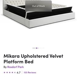 Upholstered Velvet King Size Platform Bed New In Box