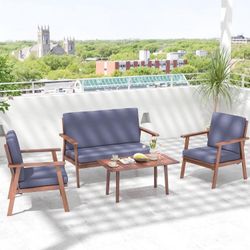 Solid Wood Patio Furniture Outdoor Conversation