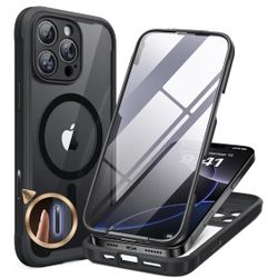 iPhone 16 Pro Max Case 6.9'' [Compatible with MagSafe] Full-Body Phone case with Built-in Glass Screen Protector& Camera Protector,Drop Proof 16 Pro M