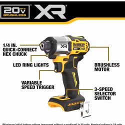 Impact drill  DEWALT XR 20V 3velocity