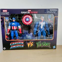 Marvel Legends Series Gamerverse Captain America vs Venom, Retro Video Game-Inspired Collectible 6-Inch Action Figures