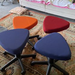Teknion Multi-Color Triangular Swivel Chairs