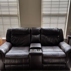 2 Seater Leather Recliner Sofa 