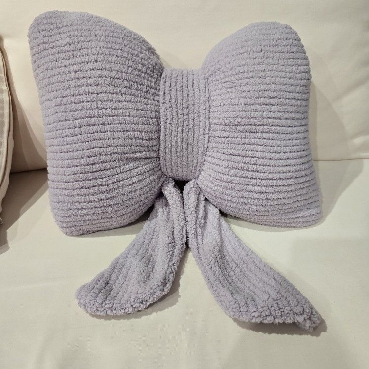 Dusty Lilac Purple Bow Soft Throw Accent Pillow 16"