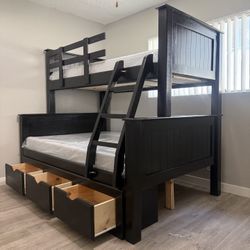 Twin Bunk Bed And Mattress With Drawers 