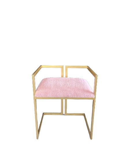 Pink Modern Square Chair with Gold Legs