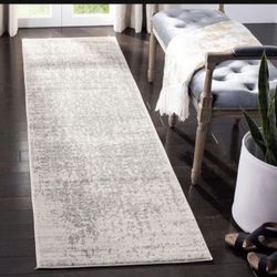 2ft X 8ft SAFAVIEH Madison Collection Runner Rug - 2'3" x 8', Silver & Ivory, Snowflake Medallion Distressed Design, Non-Shedding & Easy Care, Ideal!!
