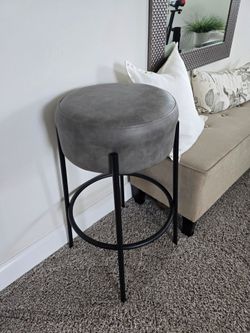 Gray Leather Barstool
