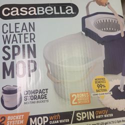 Casabella Clean Water Microfiber Spin Bucket and Mop System, Blue


