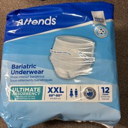 ATTENDS DISPOSABLE WOMEN's BARIATRIC UNDERWEAR. XXL