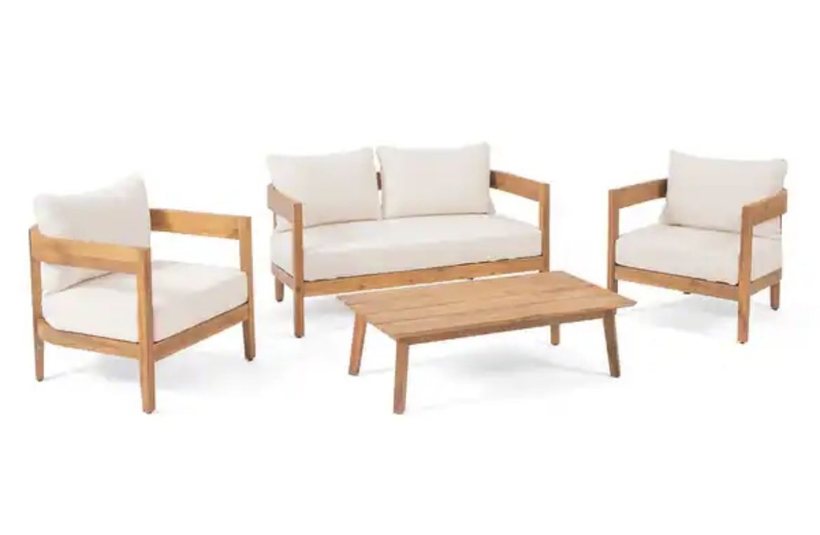 Patio Outdoor Furniture SETS, Wood Two Sofa Four Chairs. Acacia Wood 2 CHAIR CUSHIONS ONLY see All Picture