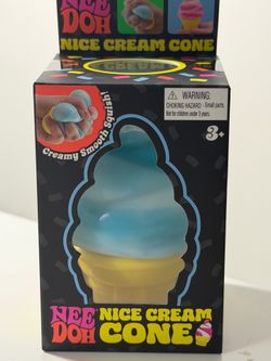 Needoh Nice Cream Cone squishy toy in blue and yellow.
