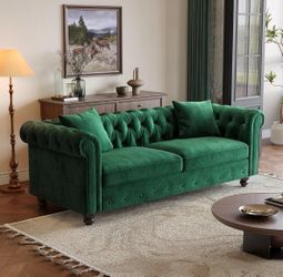 Green velvet sofa