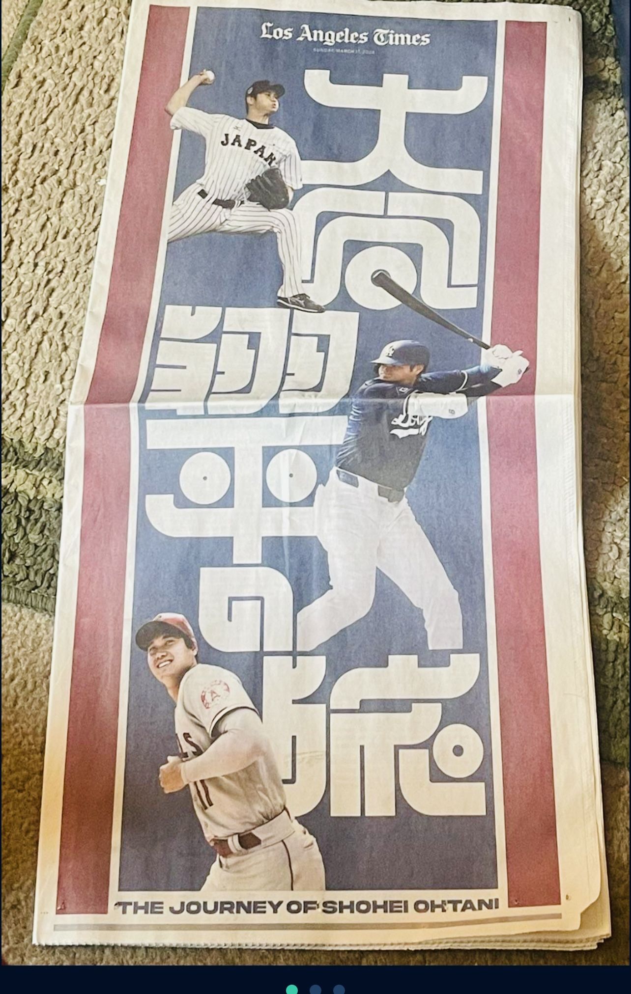 SHOHEI OHTANI Los Angeles Times The Journey Of.. March 17, 2024 Newspaper Dodgers