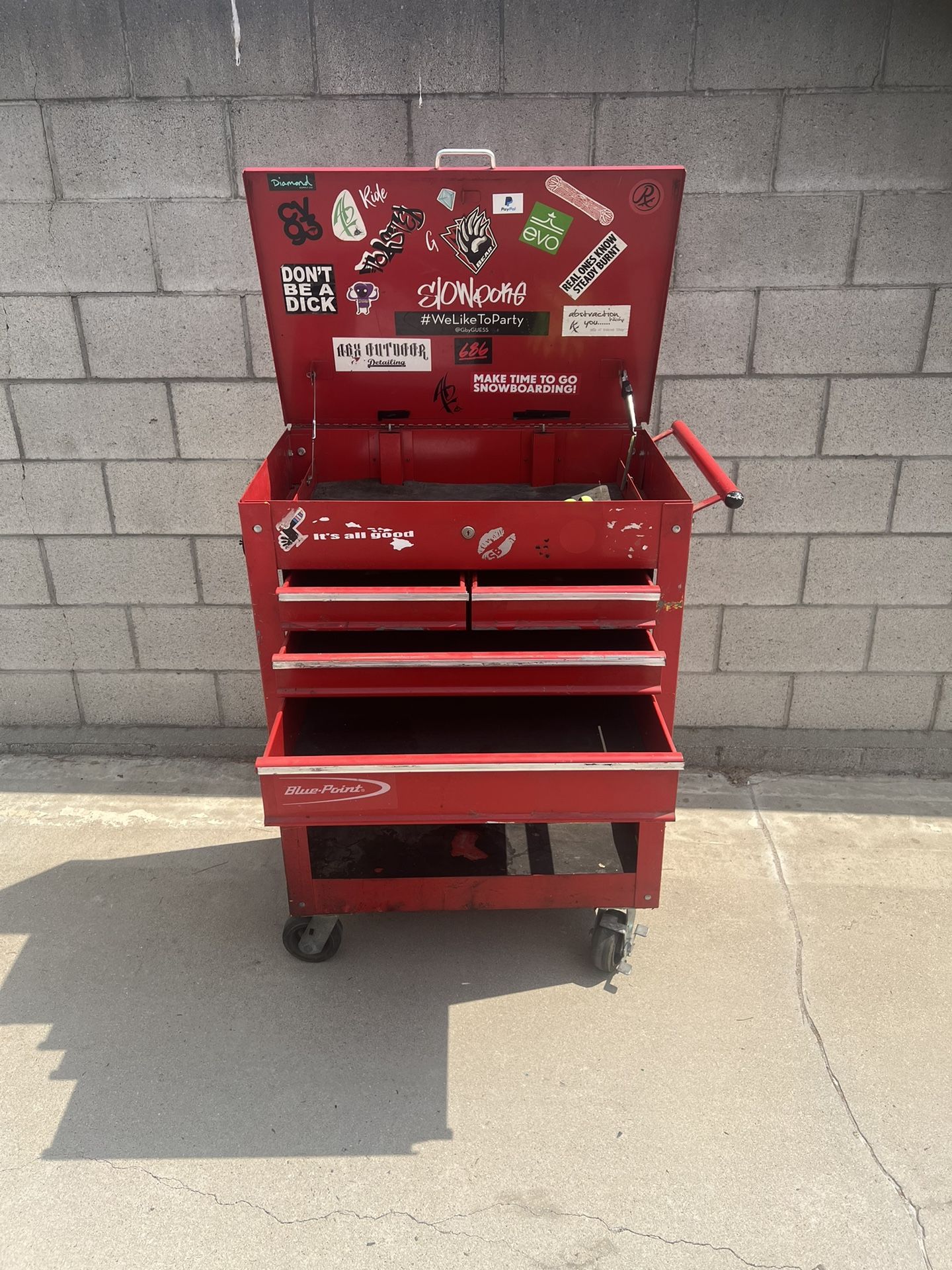 Snap On Blue Point 4 Drawer Tool Box Red Great Condition
