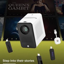 WiFi Bluetooth Projector D100, Mini Movie Projector with 300'' Display&Zoom, Full HD 1080P Projector for Home & Outdoor, Sleep Timer, Portable Project