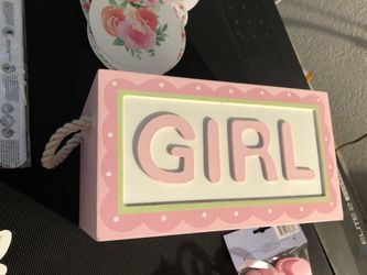 Gender Reveal- holder box - baby shower - GIRL - pink- box- Oh baby sign