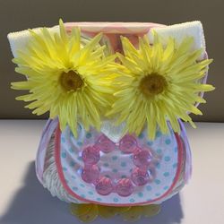 Owl Diaper Cake - Pink