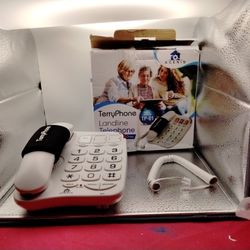 Big Button Phone For Seniors - Corded Landline Telephone - One Touch Dialling For Visually Impaired - Amplified Ringer With Loud Speaker For Hearing 