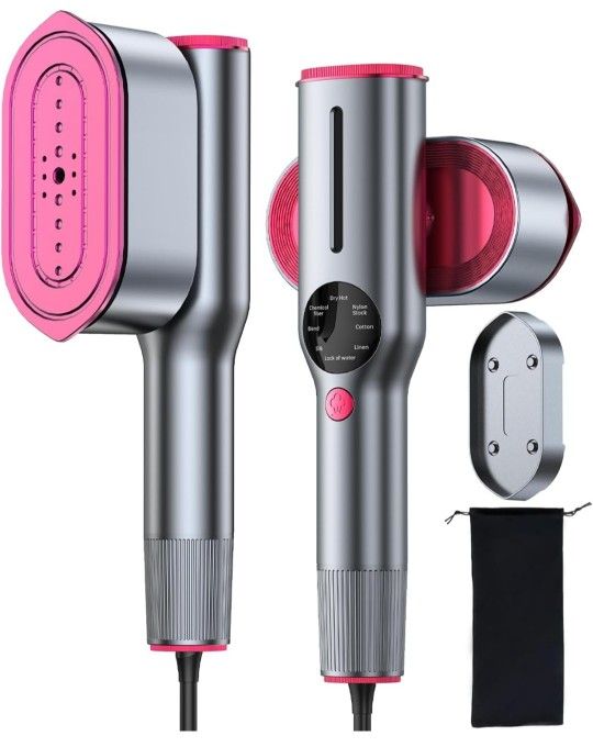 Travel Steamer for Clothes,10s Heat Up,6+1 Professional Modes for Easier Use,Travel Size Garment Steamer & Iron 2 In 1, Large Ceramic Heat Panel,Handh