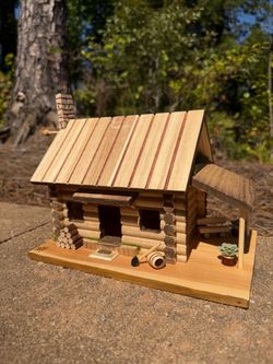 Handmade Miniature Wooden Log Cabin Model/ House for birds.