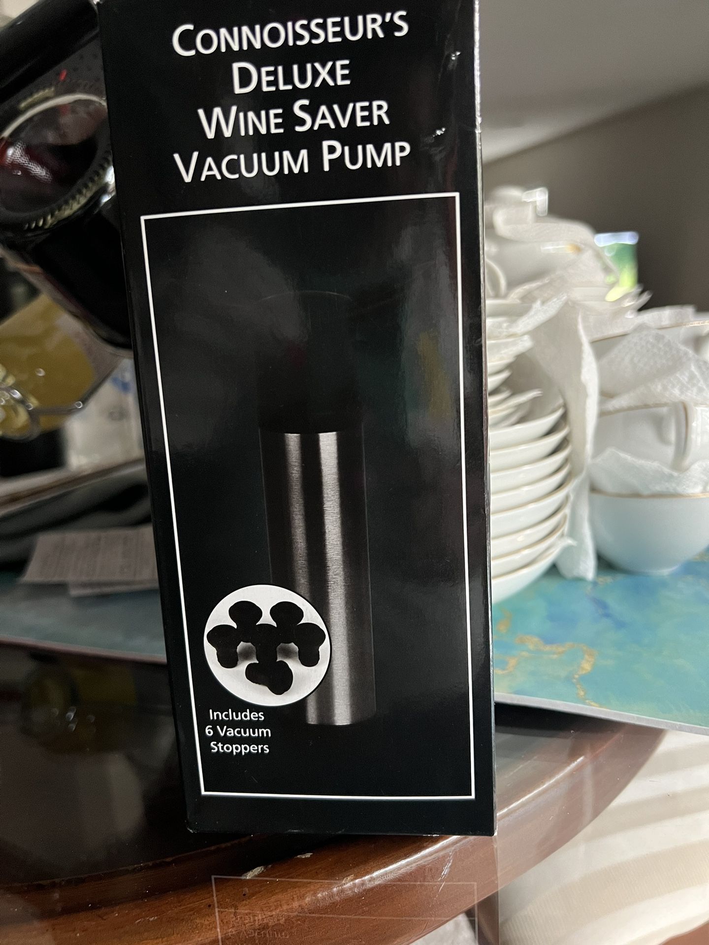 Connoisseur’s Deluxe Wine Saver. Brand new In A Box Though The Box Is Not In Excellent Condition . But Items In Excellent Condition.