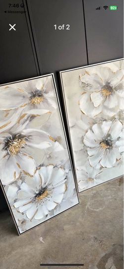 Large Floral Canvas Wall Art Set of 2