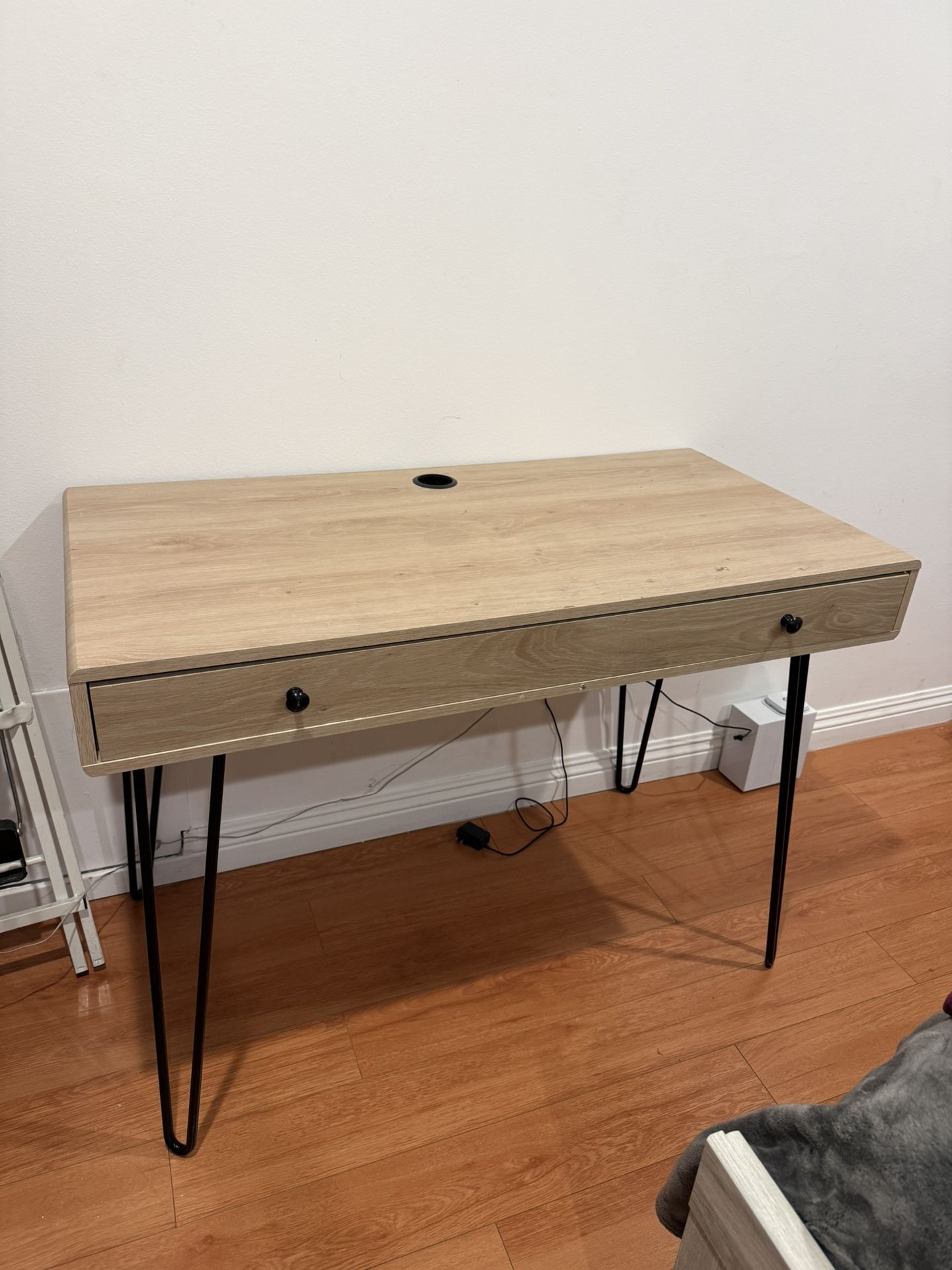 Realspace® Callay 42"W Writing Desk, Blonde Oak/Black