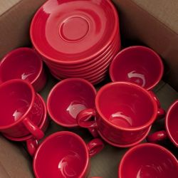 Red Coffee Or Tea Cup And Saucer 