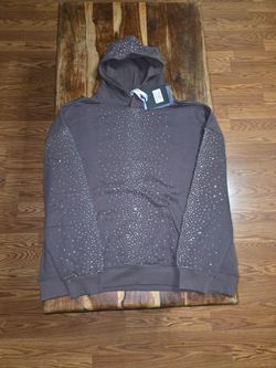 Luxury Inspired Steetwear Brand, Verselli Men's Brown Pullover Hoodie featuring eye-catching silver stud accents across the front, sleeves, and hood. 